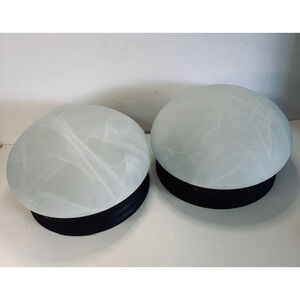 Light Fixtures Ceiling Model IFM710, Flush Mount Set of 2 Frosted Glass/Brown